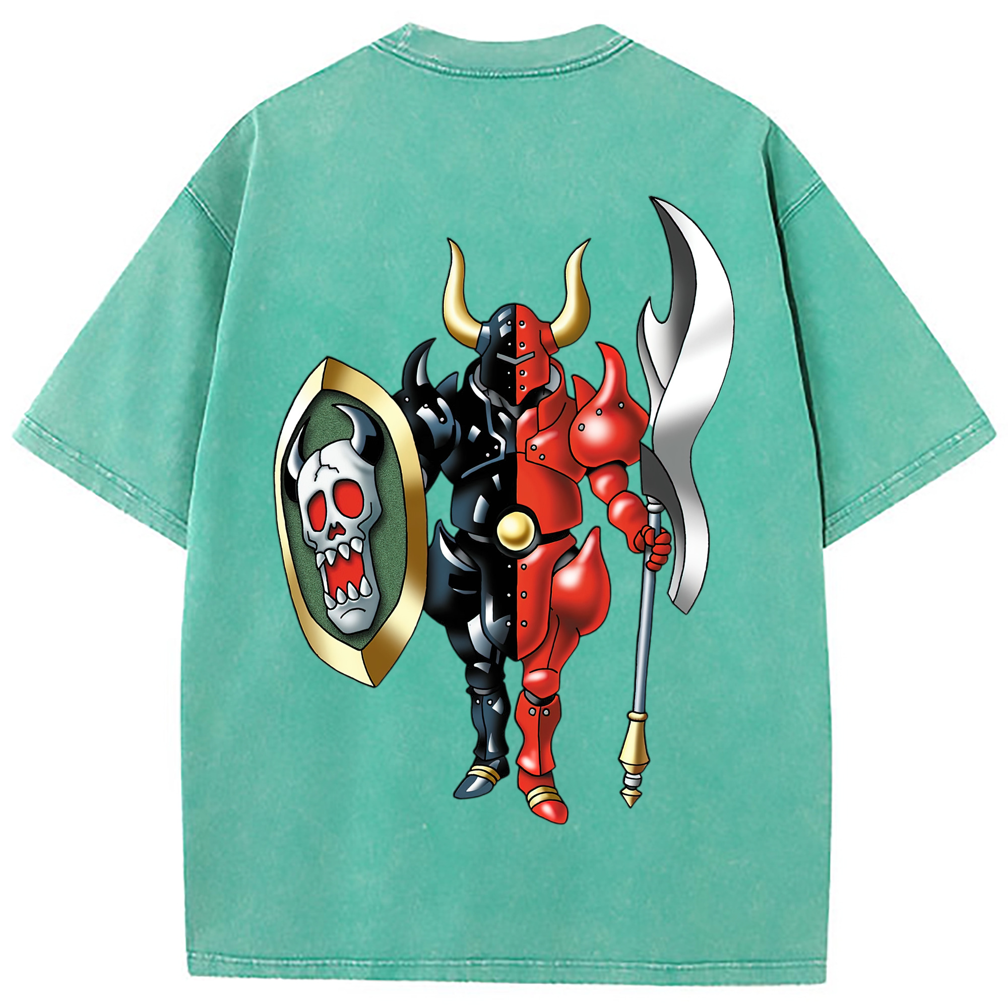 （画像用） ドラゴンクエスト Doragon Kuesuto Dragon Quest 綿100% ヴィンテージ風 半袖Tシャツ（背面プリント）
